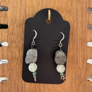 Gray and Green Dangle Earrings